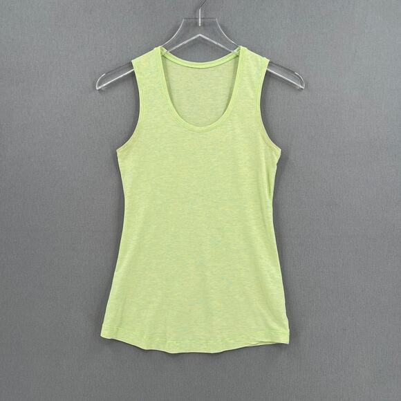 LULULEMON Pima Cotton Tank Womens 2 4 Lime Green Heather Scoop Neck Sleeveless - Picture 1 of 9